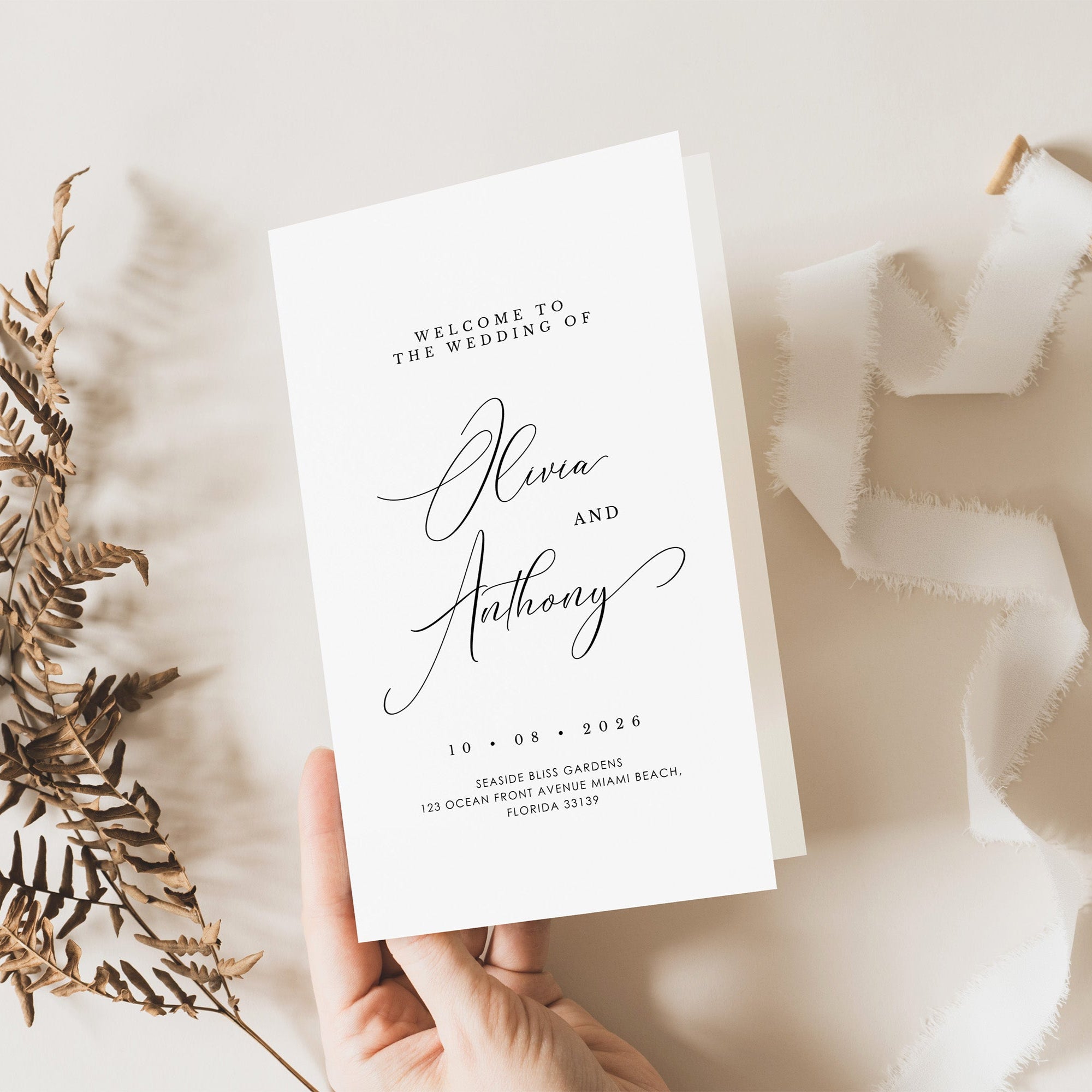 Beach wedding program template | Beachweddingtips.com