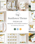 IVY Sunflower and Rose Wedding Stationery Template Bundle