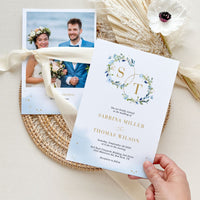 AZZURRA Dusty Blue Wedding Invitation Suite Template