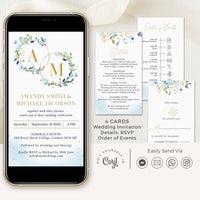 Azzurra | Dusty Blue Electronic Wedding Invitation