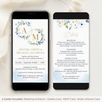 Azzurra | Dusty Blue Electronic Wedding Invitation