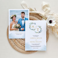 AZZURRA Dusty Blue Wedding Invitation Suite Template