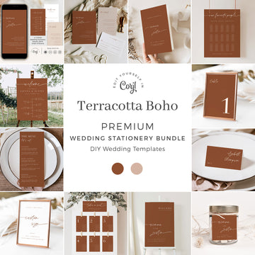 SIENNA Terracotta Wedding Printable Stationery Template Bundle