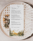 ARNA Fall Mountain Wedding Table Menu Cards