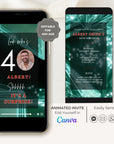 SPARKLE Video Birthday Invitation with Photo Green