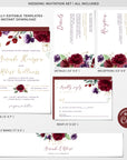Rossella | Burgundy Wedding Invitation Set Printable