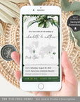 PALMA Tropical Wedding Boarding Pass Save the Date Digital