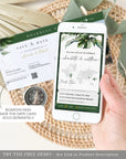 PALMA Tropical Wedding Boarding Pass Save the Date Digital