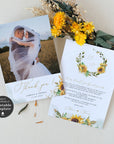 Marisol | Printable Sunflowers Wedding Thank You Cards With Photo