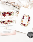 Rosita | Blush & Burgundy Wedding Invitation Template