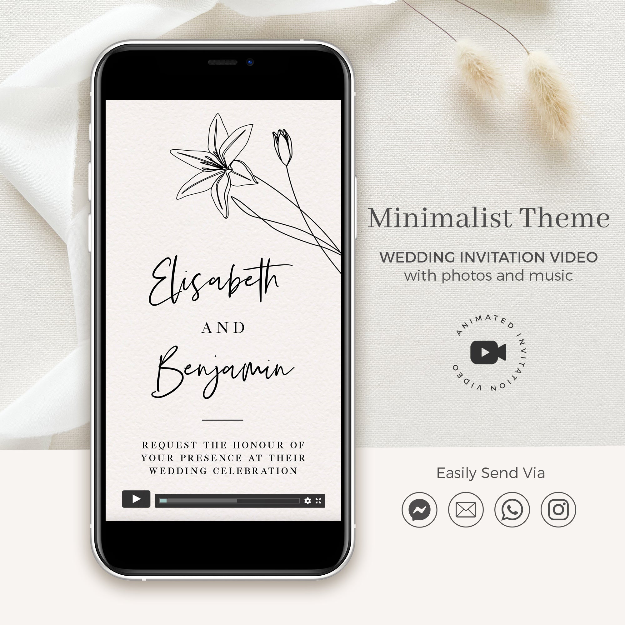 Minimalistic Wedding Invitation Template Minimal Invite 