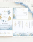 Marina | Beach Wedding Invitation Set Template