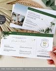 Palma | Tropical Ticket Boarding Pass Wedding Invitation Template