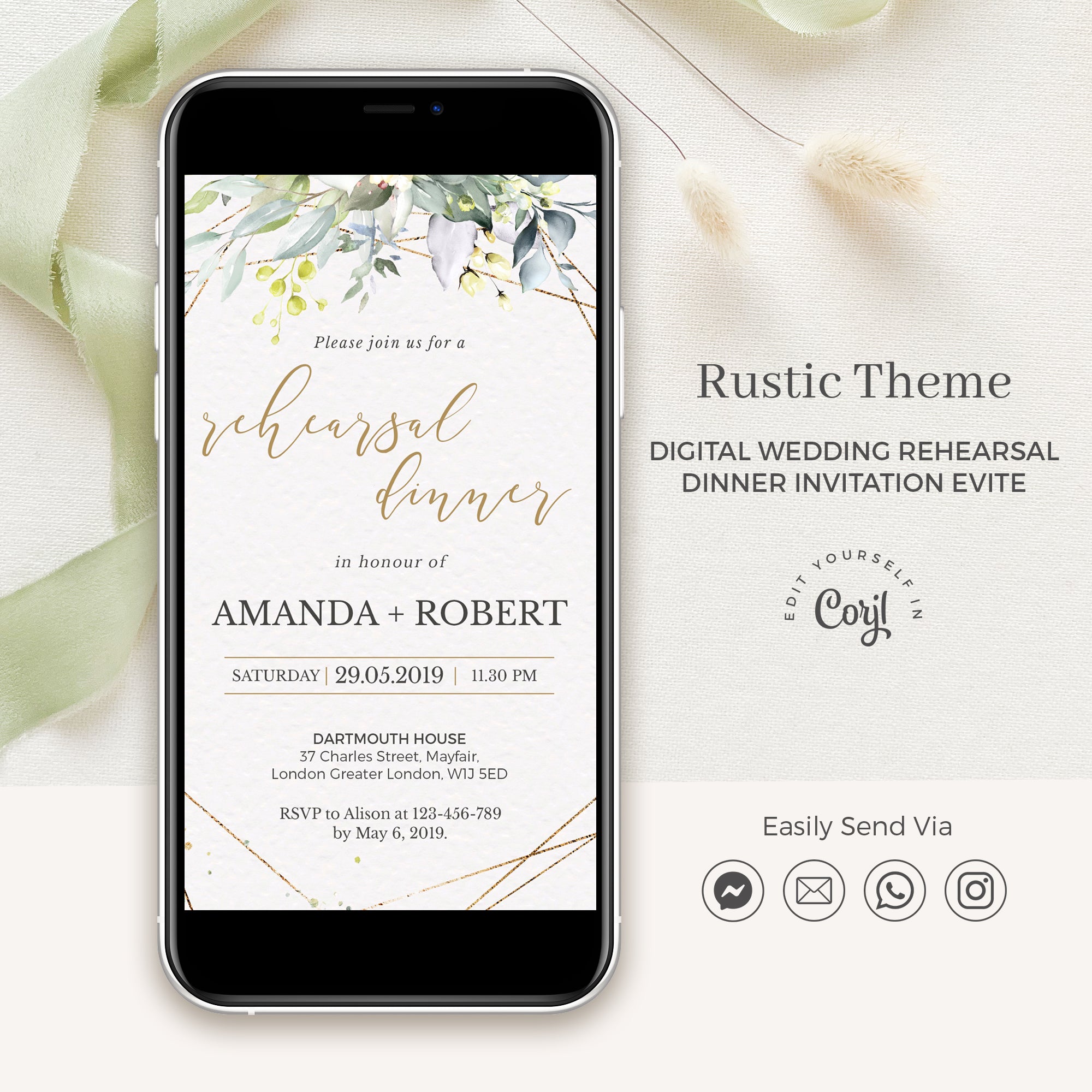 Rustic Rehearsal Dinner Invitations