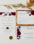 Rossella | Burgundy Wedding Invitation Set Printable