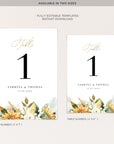 Marisol | Sunflowers Wedding Table Numbers Template