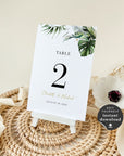 PALMA Tropical Wedding Table Numbers Template