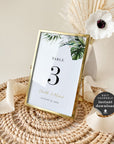 PALMA Tropical Wedding Table Numbers Template