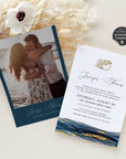 NOA | Navy and Gold Beach Wedding Invitation Template