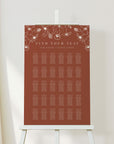 HAZEL Burnt Orange Wedding Seating Chart Printable