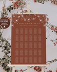 HAZEL Burnt Orange Wedding Seating Chart Printable