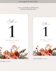 SCARLETT Boho Wedding Table Numbers Template