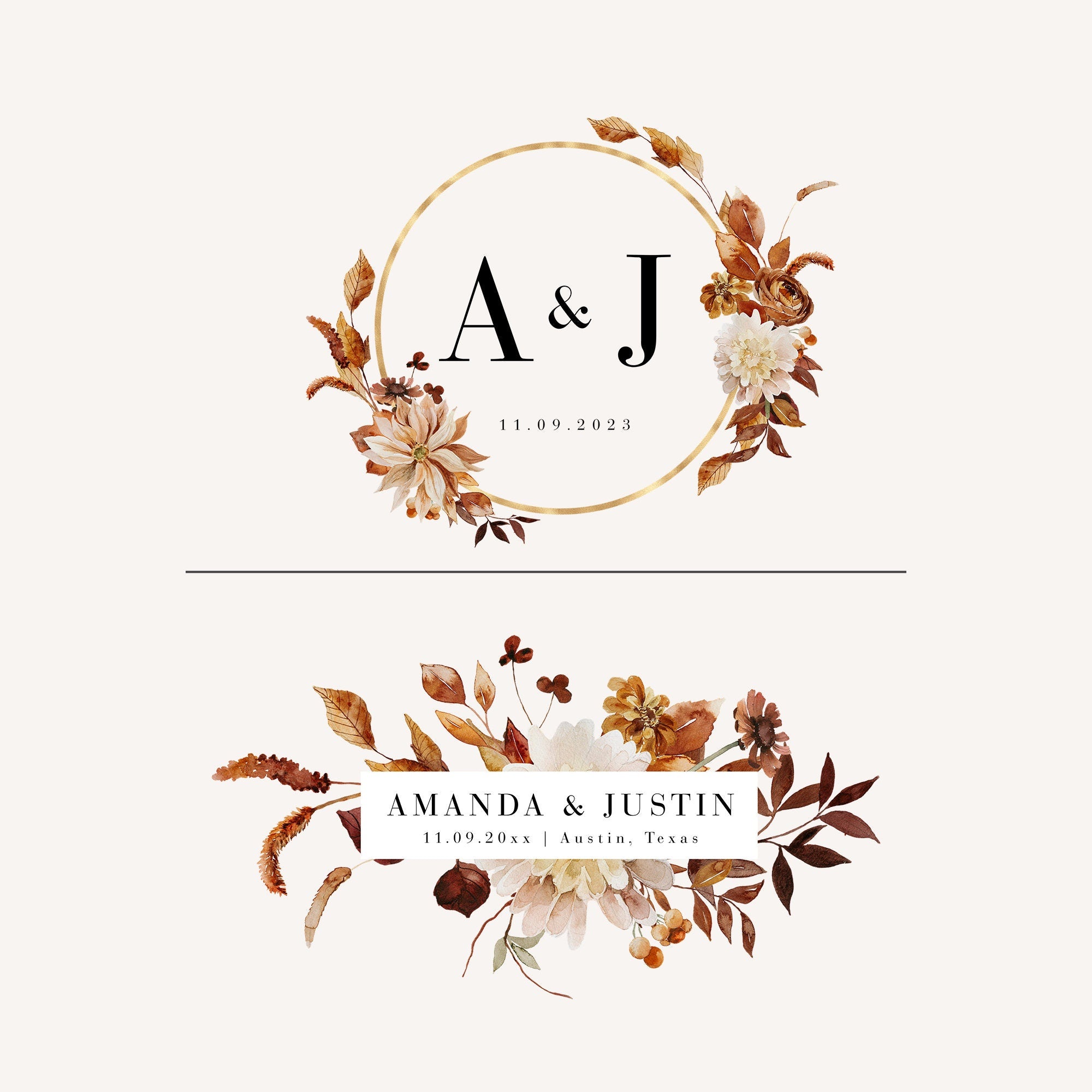 Elegant Modern Wedding Monogram Premade Wedding Logo Design -  Sweden