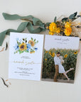 IVY Dusty Blue and Sunflower Wedding Invite Template