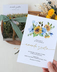 IVY Dusty Blue and Sunflower Wedding Invite Template
