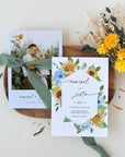 IVY Wedding Invitation Template Sunflowers and Dusty Blue Roses