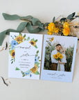 IVY Wedding Invitation Template Sunflowers and Dusty Blue Roses