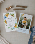 IVY Wedding Invitation Template Sunflowers and Dusty Blue Roses