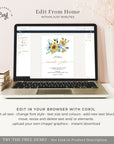 IVY Dusty Blue and Sunflower Wedding Invite Template