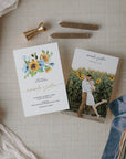 IVY Dusty Blue and Sunflower Wedding Invite Template
