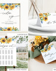 IVY Sunflower and Rose Wedding Stationery Template Bundle