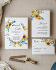 IVY Sunflower and Rose Wedding Stationery Template Bundle