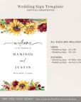 RUBY Printable Sunflower Wedding Signs Rustic Template