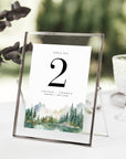 ARNA Mountain Wedding Table Numbers Printable