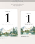 ARNA Mountain Wedding Table Numbers Printable