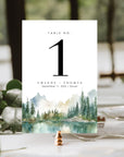 ARNA Mountain Wedding Table Numbers Printable