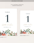 Natalia | Christmas Wedding Table numbers Template