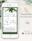 PALMA Tropical Wedding Boarding Pass Save the Date Digital