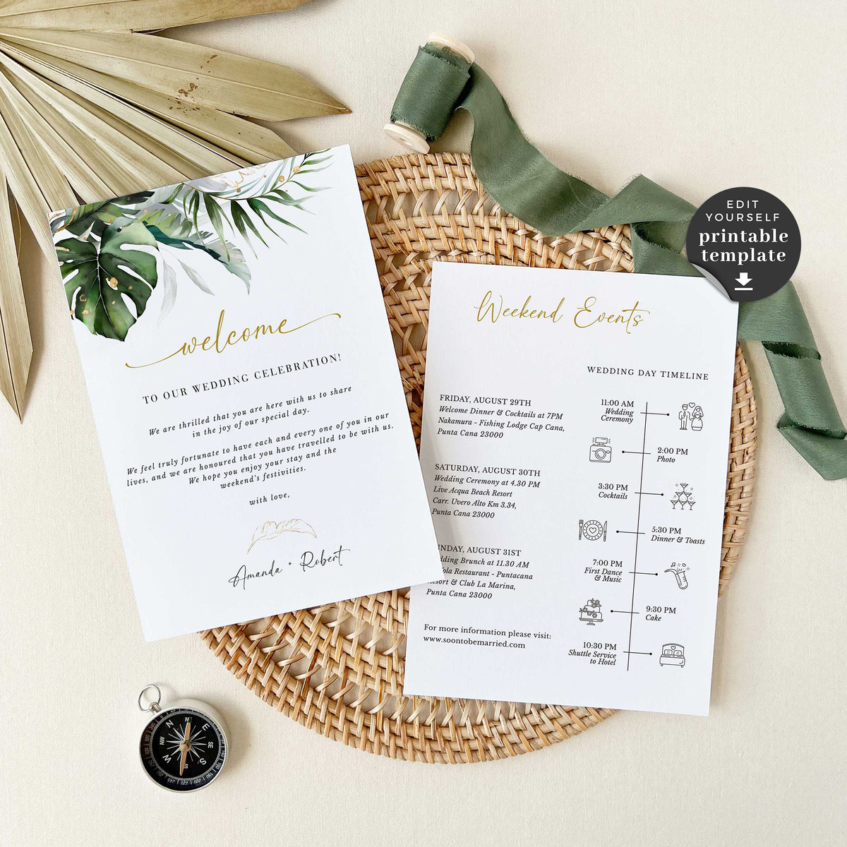 Tropical Welcome Letter Itinerary – Ane Design Boutique