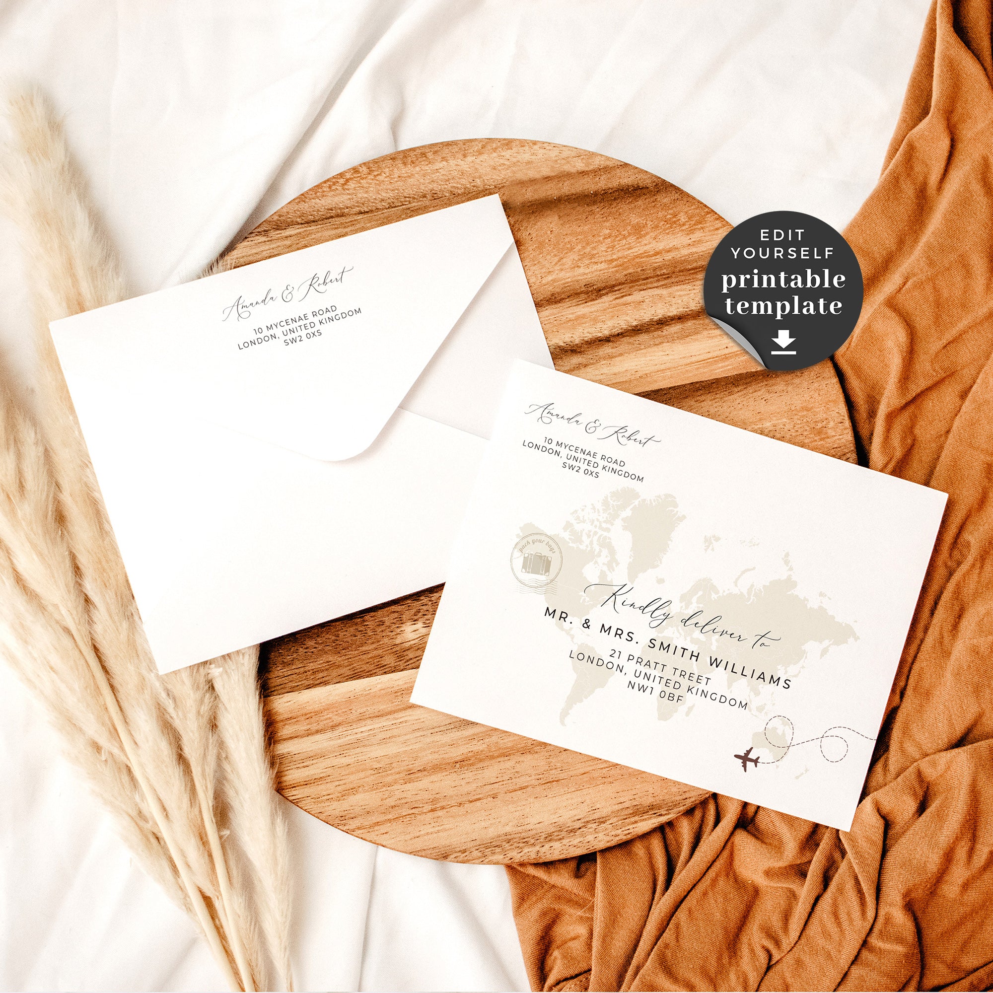 Sofia Destination Wedding Envelope Addressing Template
