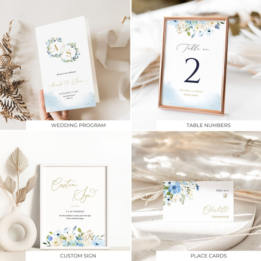 AZZURRA Printable Wedding Stationery Bundle