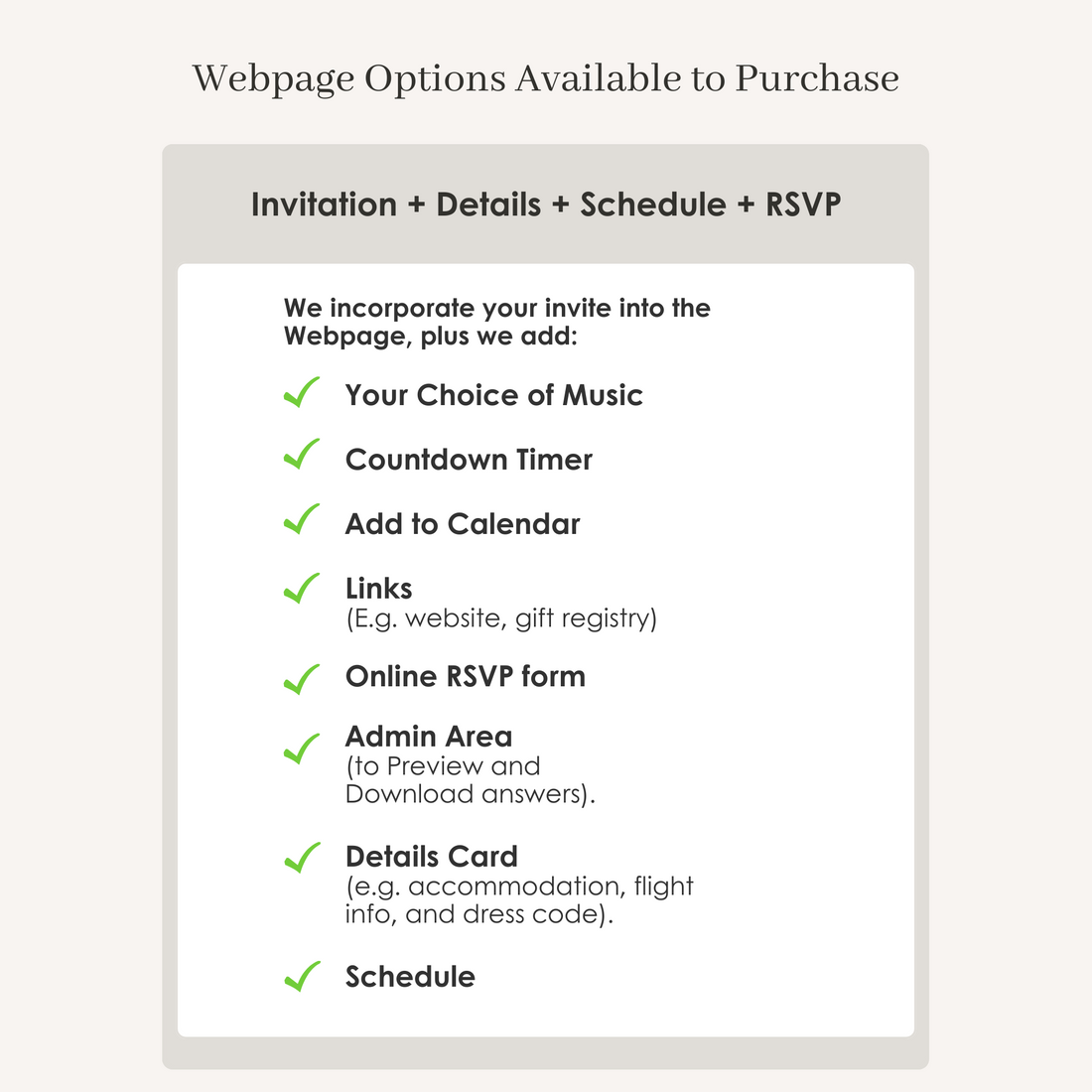 ADD-ON for Digital or Animated Invite – Webpage with Online Rsvp