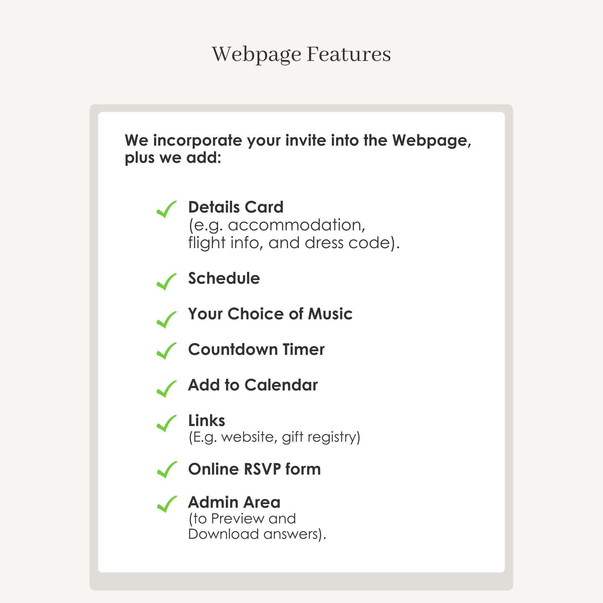 Webpage with Online RSVP – Premium Upgrade for Digital Invites