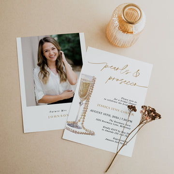 Pearls and Prosecco Bridal Shower Card Printable