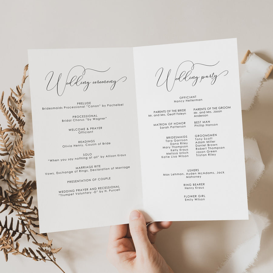 ELLA Wedding Program Template