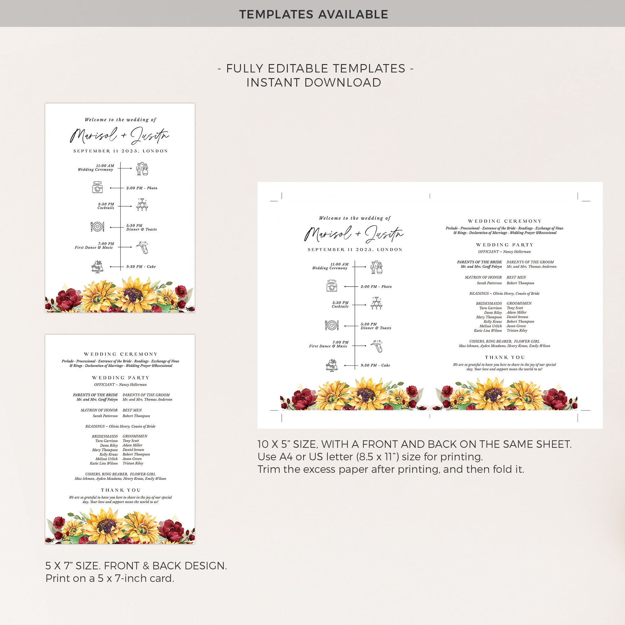 RUBY Wedding Program Fan Template